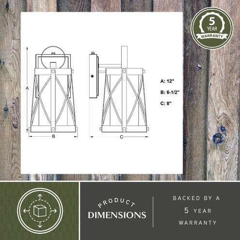 Harwood LED 12 inch Oxidized Iron and Burnished Elm Outdoor Wall