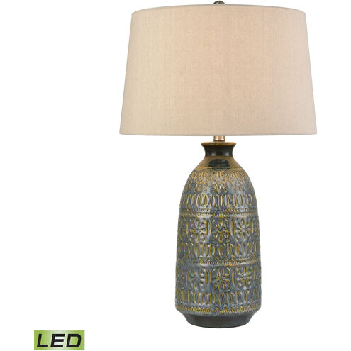 Burnie 28 inch 9 watt Blue Glazed with Gold Table Lamp Portable Light