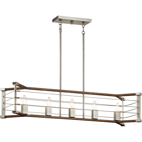 Lente 5 Light 12 inch Brushed Nickel Chandelier Linear (Single) Ceiling Light