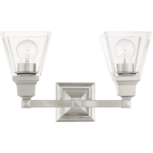 Mission 2 Light 15 inch Brushed Nickel Vanity Sconce Wall Light