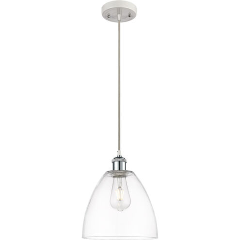 Ballston Dome 1 Light 9 inch White and Polished Chrome Mini Pendant Ceiling Light in Clear Glass