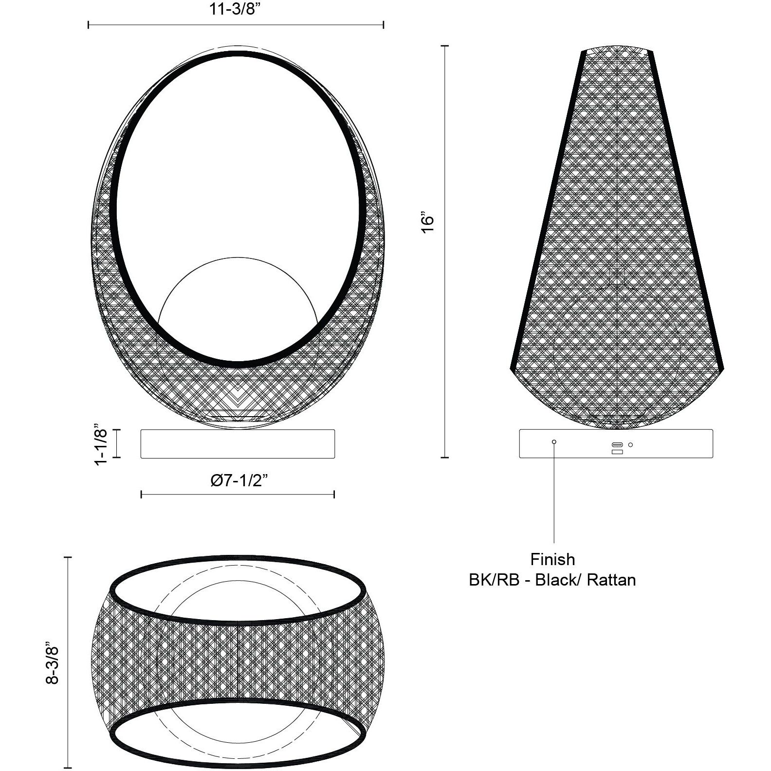 Lanai 16 inch 5.00 watt Black/Opal Glass Table Lamp Portable Light