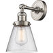 Franklin Restoration Small Cone LED 6 inch Brushed Satin Nickel Semi-Flush Mount Ceiling Light in Seedy Glass, Franklin Restoration