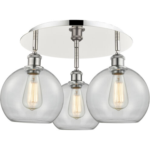 Athens 3 Light 19.75 inch Polished Nickel Flush Mount Ceiling Light in Clear