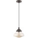 Art Glass 1 Light 9 inch English Bronze Mini Pendant Ceiling Light