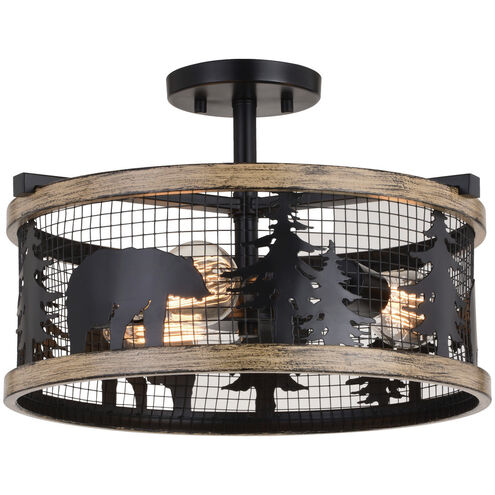 Kodiak LED 16 inch Black and Burnished Teak Semi-Flush Mount Ceiling Light