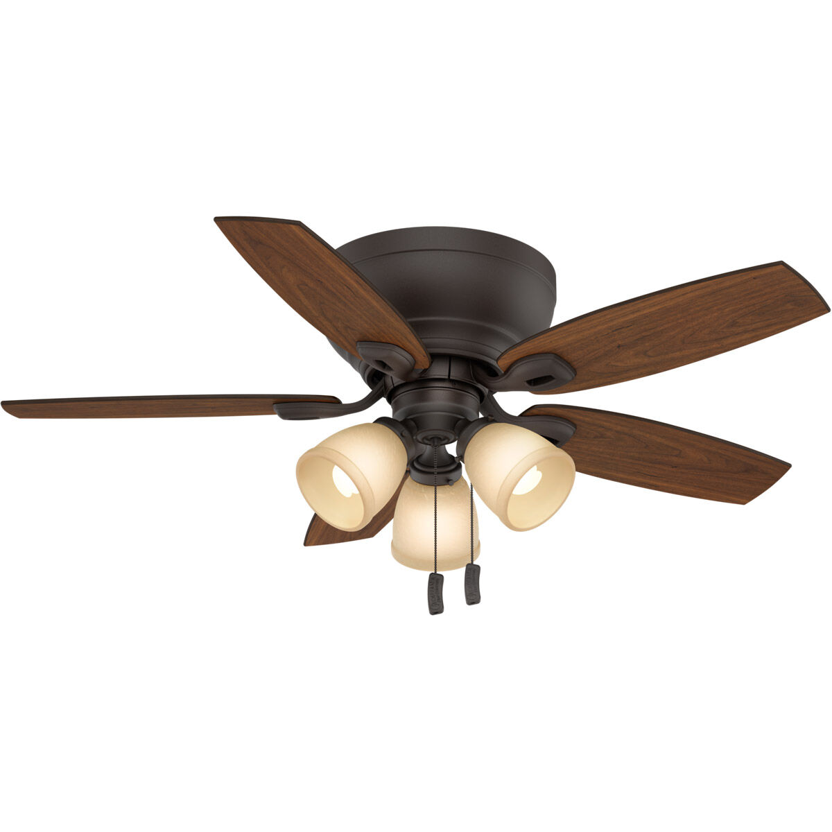 Durant 44 inch Maiden Bronze with Walnut, Smoked Walnut Blades Ceiling Fan