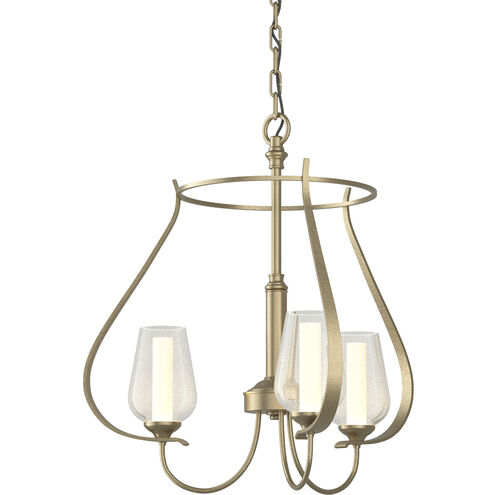 Flora 3 Light 19.4 inch Soft Gold Chandelier Ceiling Light in Seeded with Opal