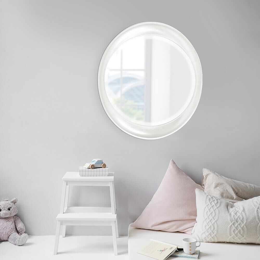 Ellipse 39 X 35 inch Glossy White Wall Mirror