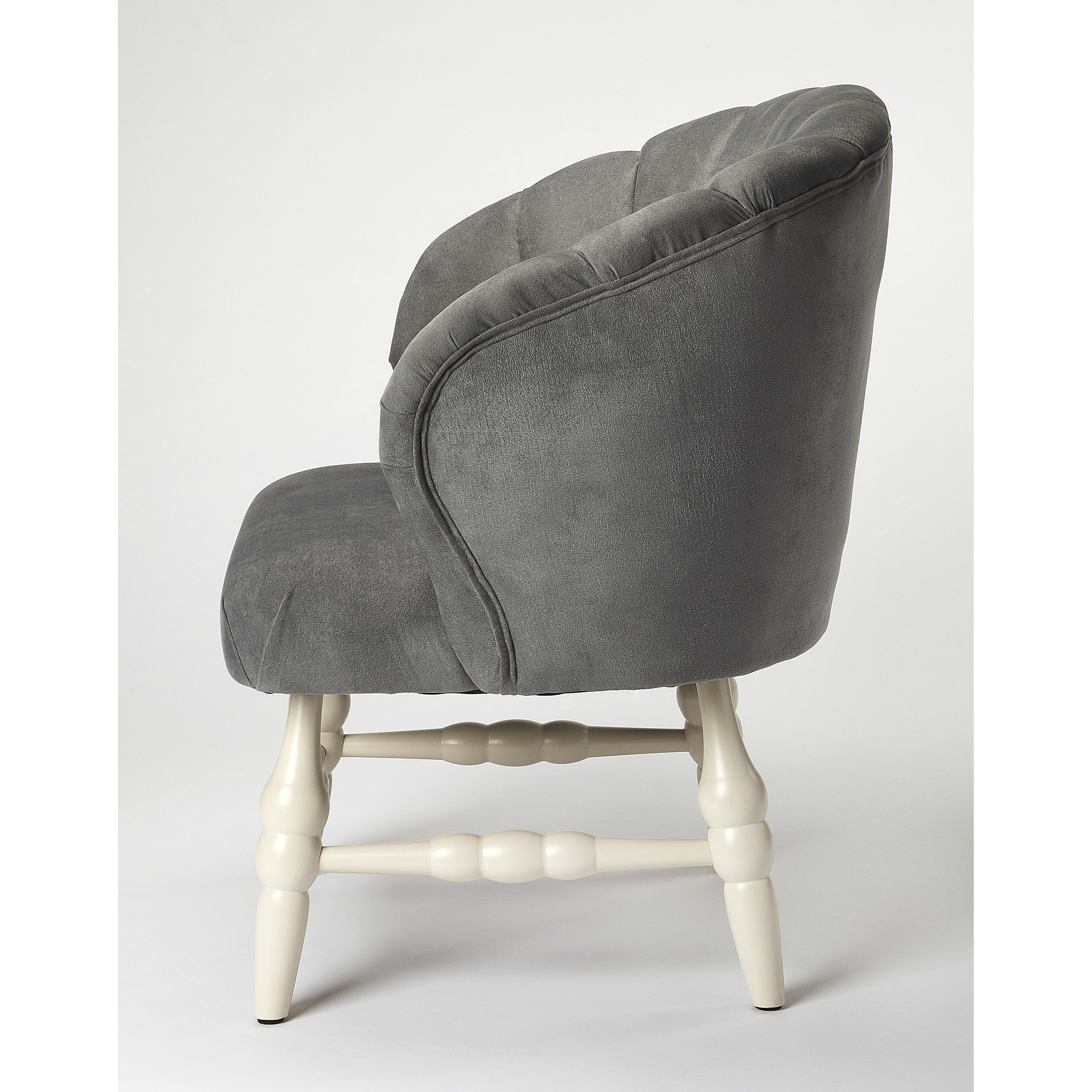 Accent Seating Malcom Gray Velvet White Accent Chair