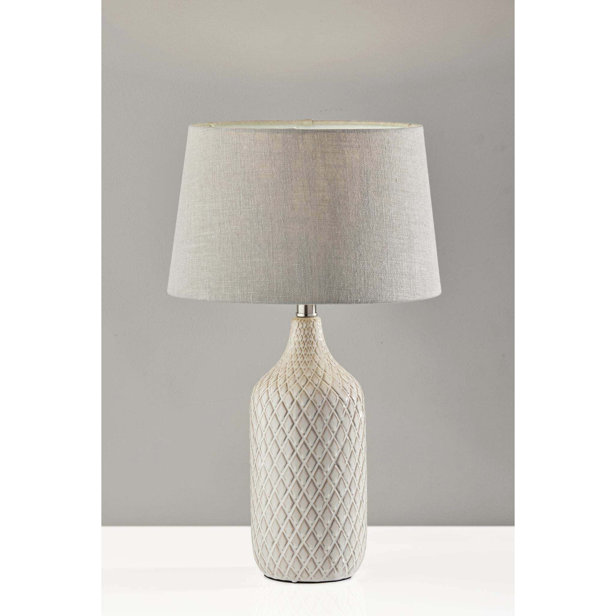 Kathryn 22.75 inch 100.00 watt Off-White / Grey / Natural Textured Ceramic Table Lamp Portable Light, Simplee Adesso