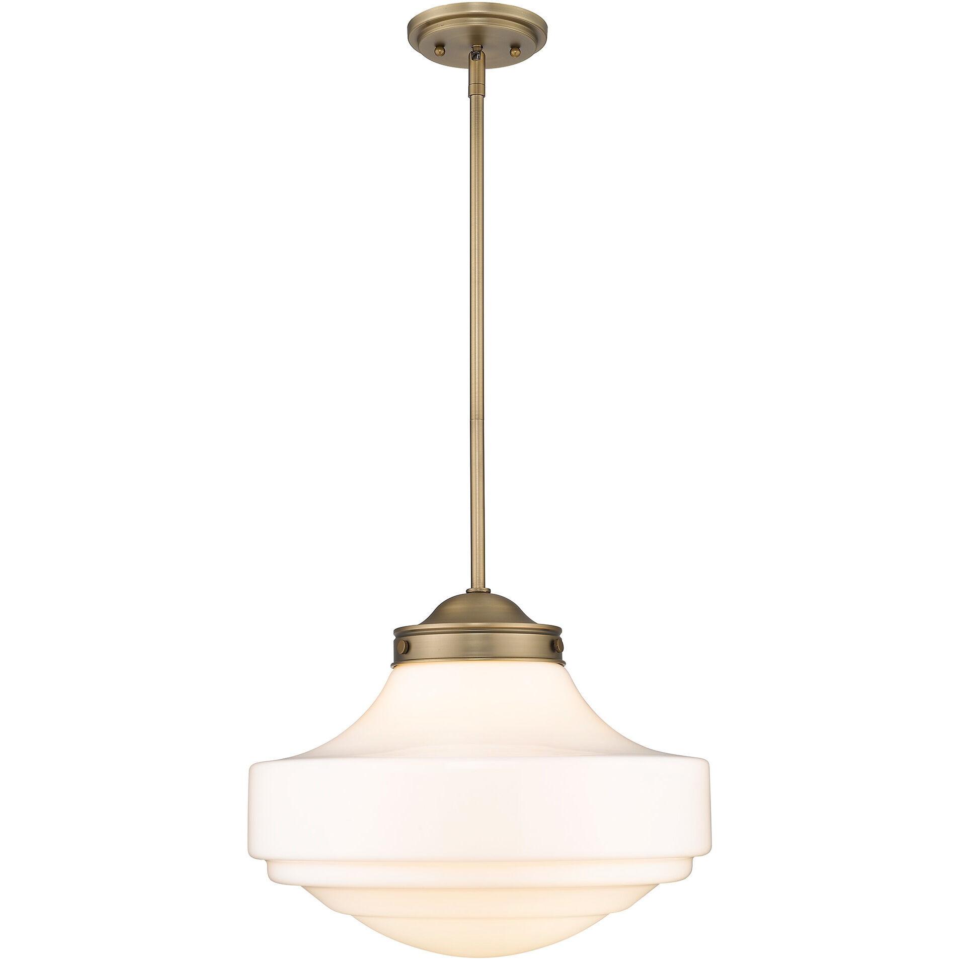 Ingalls Pendant Ceiling Light in Vintage Milk Glass, Modern Brass, Large