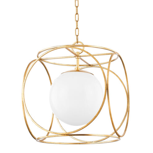 Claire 1 Light 18 inch Vintage Gold Leaf Pendant Ceiling Light