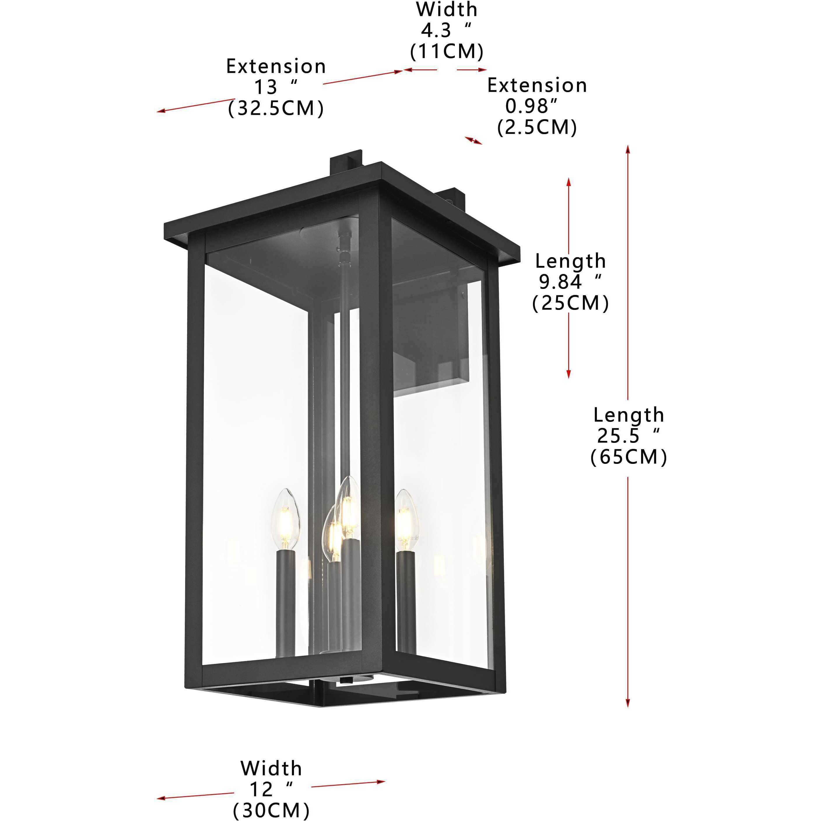 Venango 4 Light 25.5 inch Black Outdoor Wall Sconce