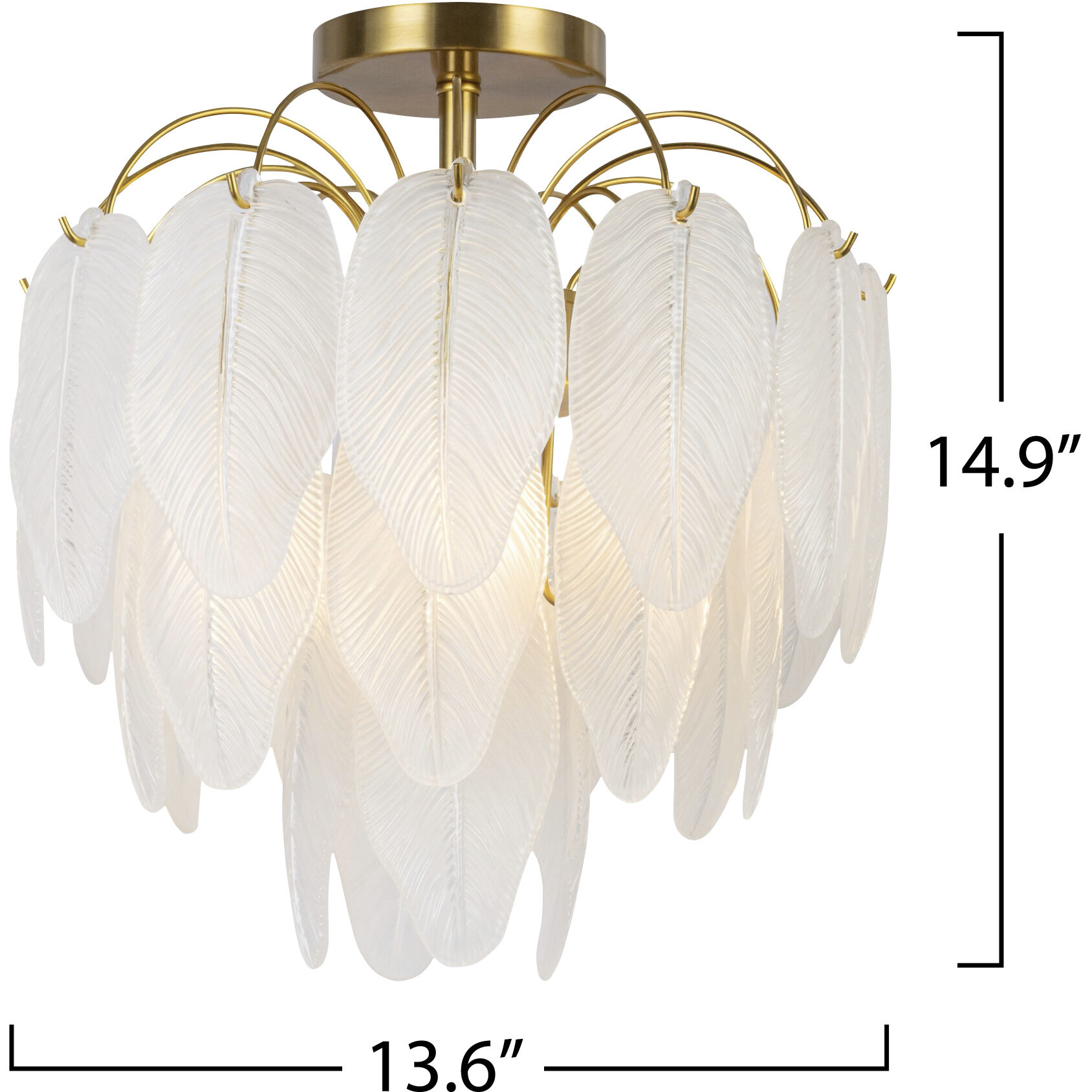 Alessia 4 Light 13.6 inch Brushed Brass and White Semi-Flush Mount Ceiling Light