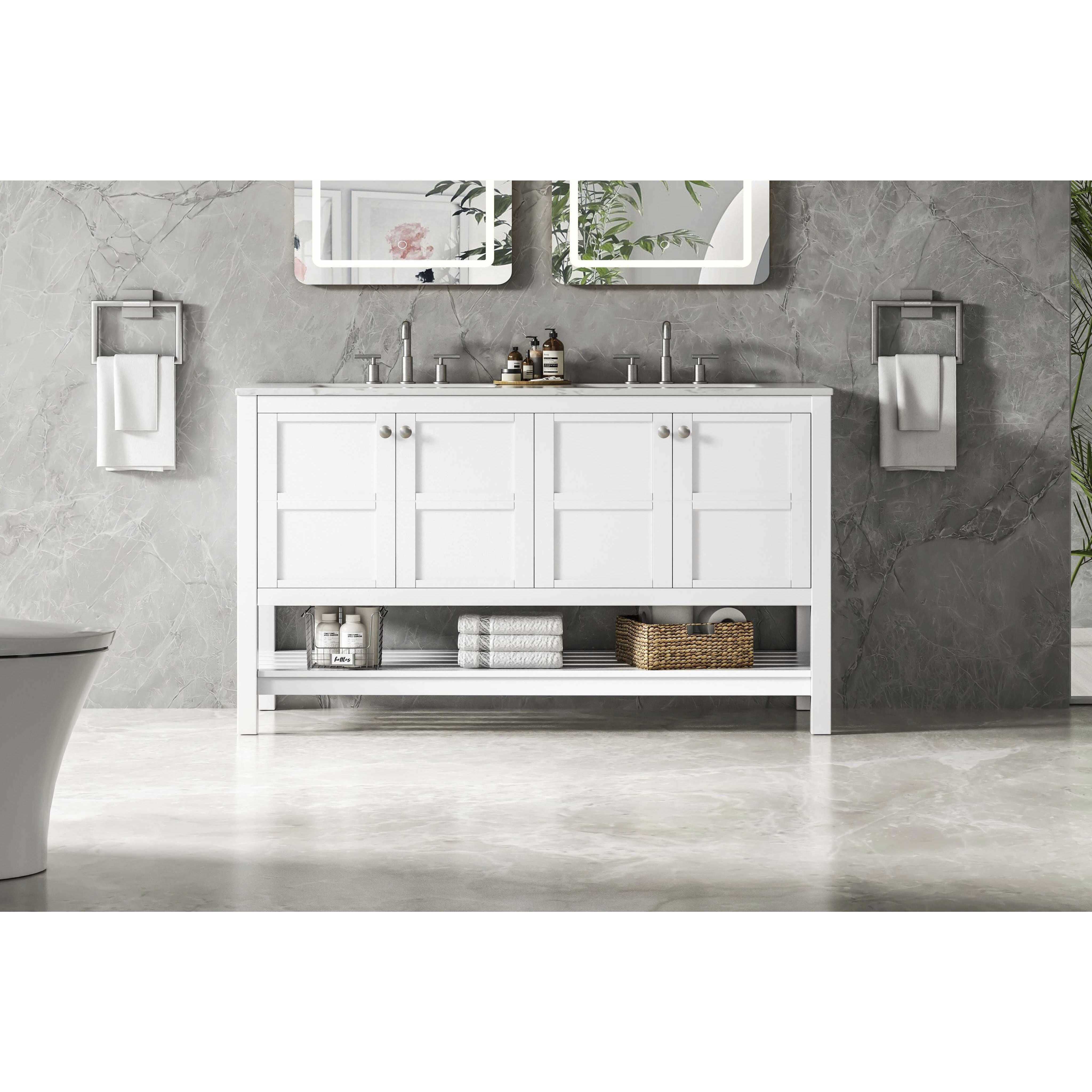 Theo 54 X 34 inch White Bathroom Vanity Cabinet