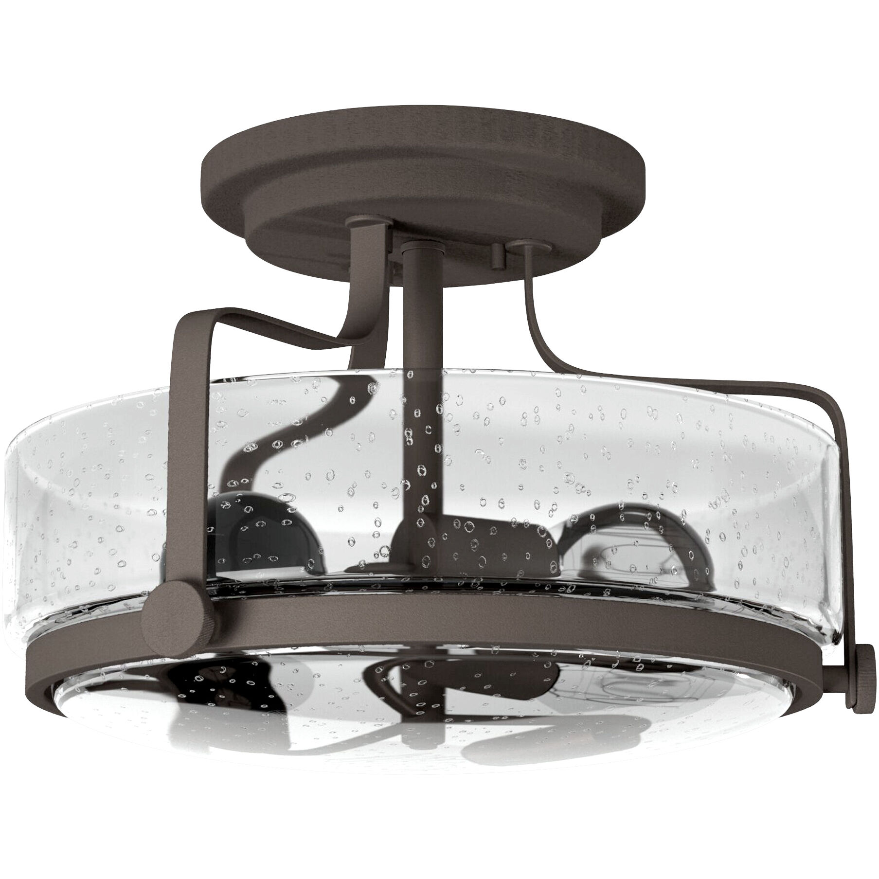 Harper 3 Light 14.5 inch Oil Rubbed Bronze Indoor Semi-Flush Mount Ceiling Light in Clear Seedy