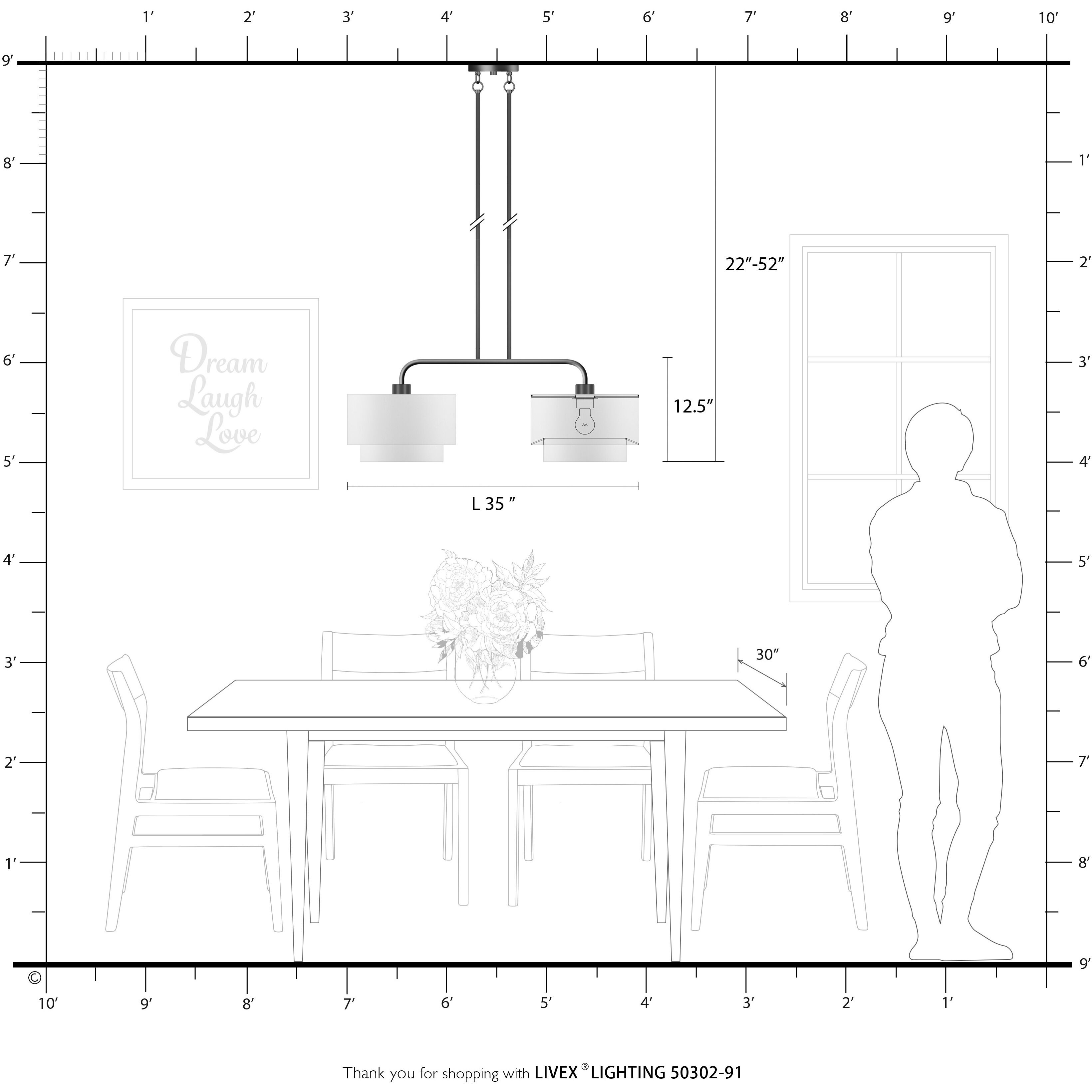 Manorwood 2 Light 35 inch Brushed Nickel Linear Chandelier Ceiling Light
