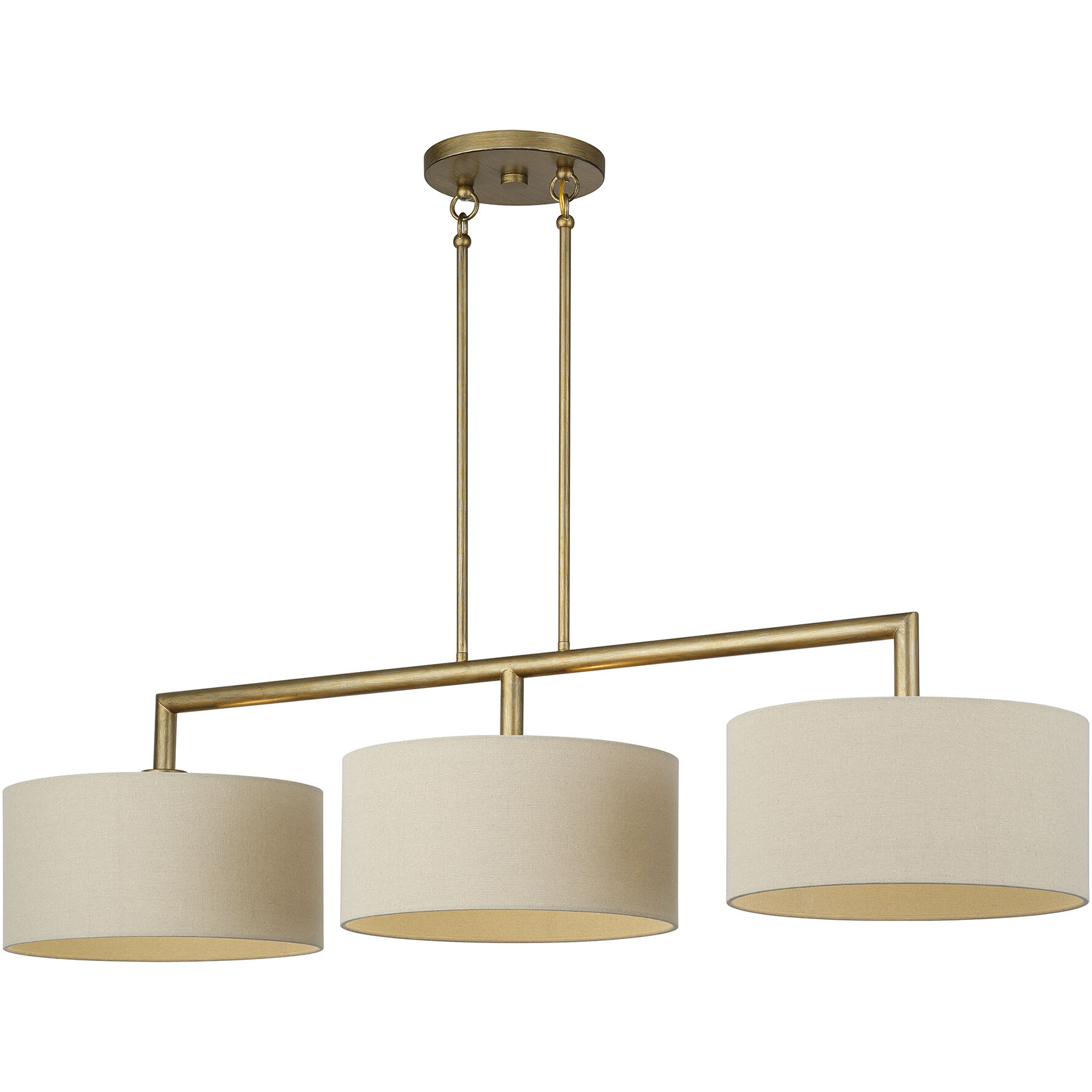 Bellingham 3 Light 51 inch Antique Gold Leaf Linear Chandelier Ceiling Light, Extra Large