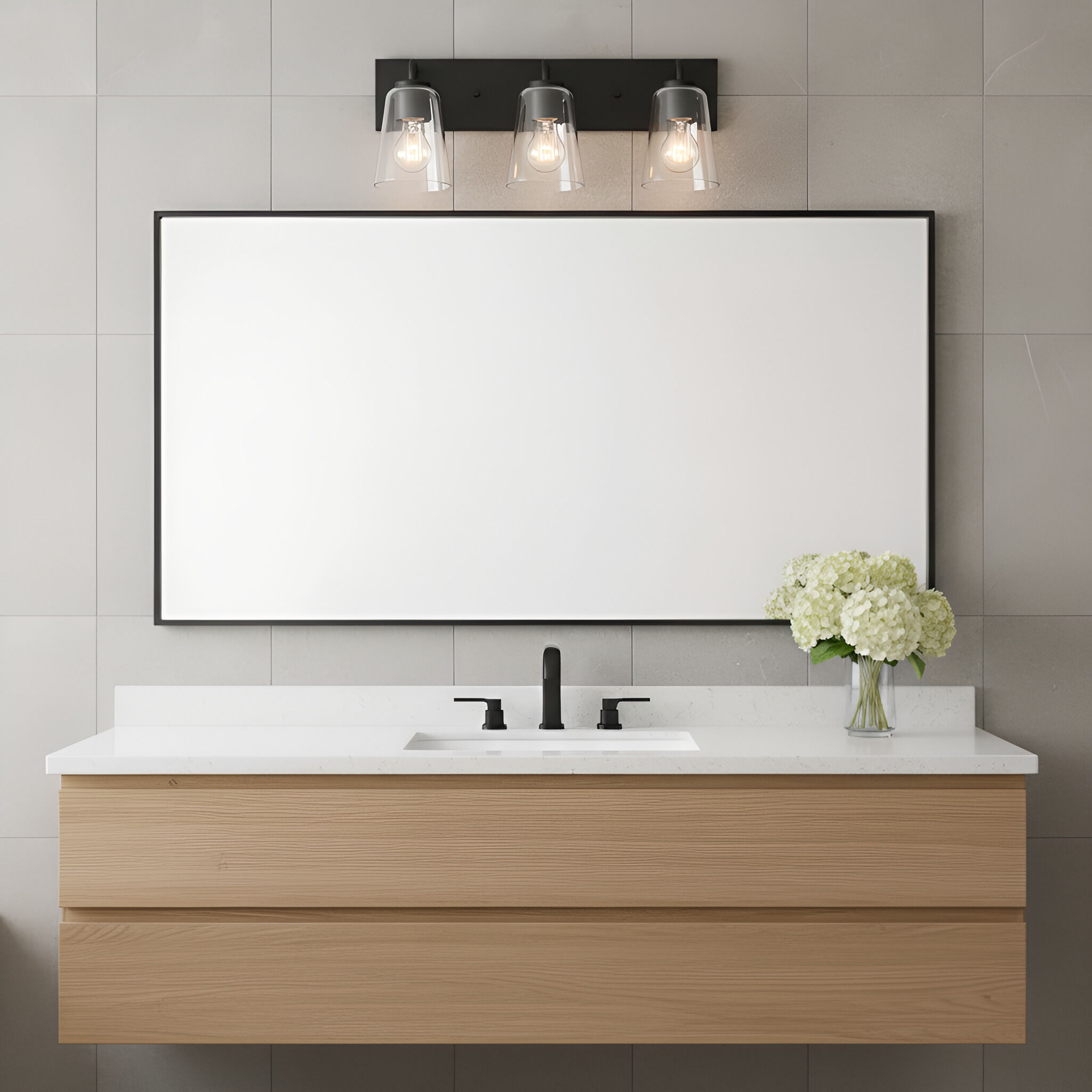 Miles 3 Light 18 inch Midnight Black Vanity Light Wall Light, Large