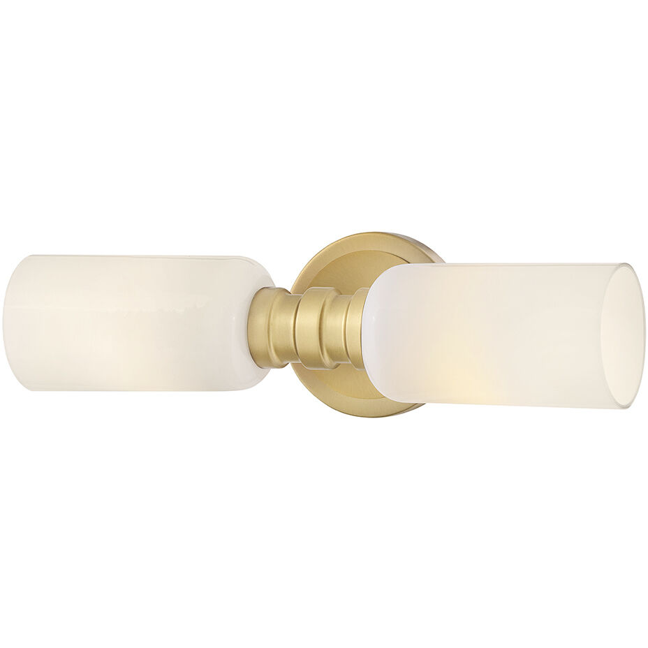 Naomi 2 Light 5.75 inch Lacquered Brass Bath Light Wall Light in Cased Opal