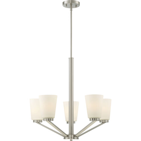 Nome 5 Light 24 inch Brushed Nickel Chandelier Ceiling Light