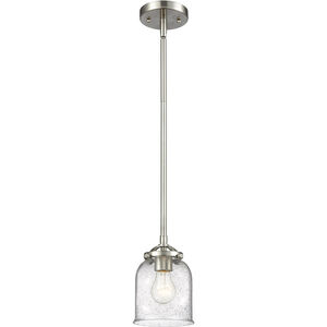 Nouveau Small Bell 1 Light 5 inch Black Polished Nickel Mini Pendant Ceiling Light in Silver Plated Mercury Glass, Nouveau