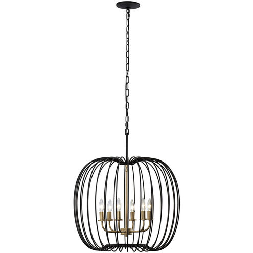 Nico 6 Light 24 inch Carbon and Havana Gold Pendant Ceiling Light