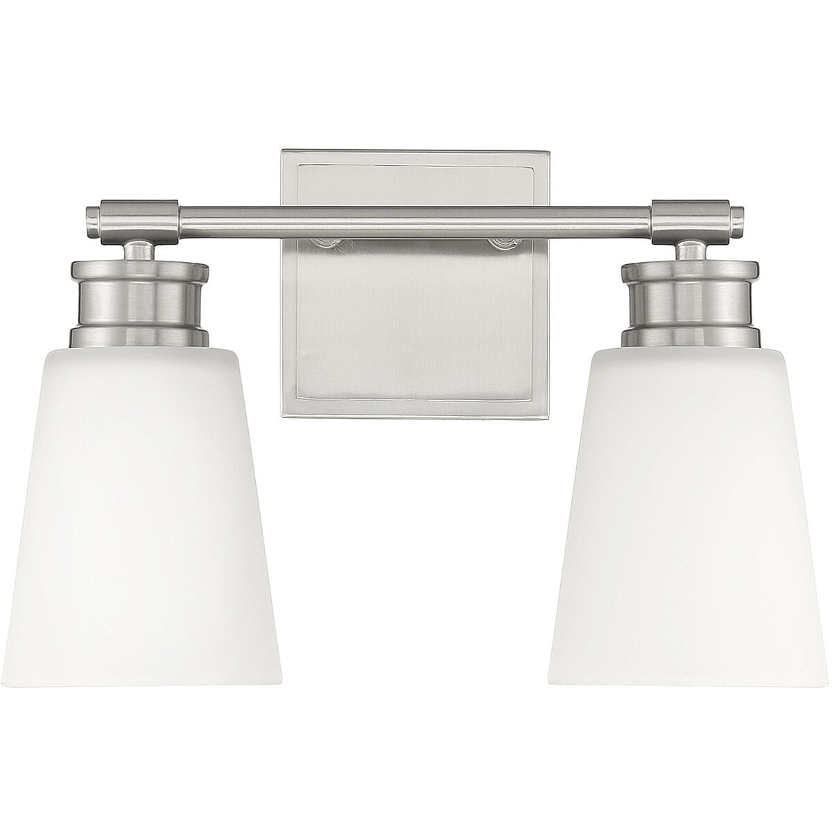 Contemporary 2 Light 14 inch Brushed Nickel Bathroom Vanity Light Wall Light