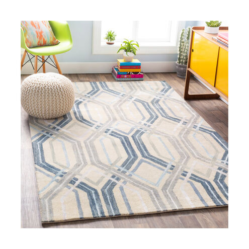 Banshee 36 X 24 inch Dark Blue/Charcoal/Sky Blue/Taupe/Light Gray/Beige Rugs, Wool and Viscose