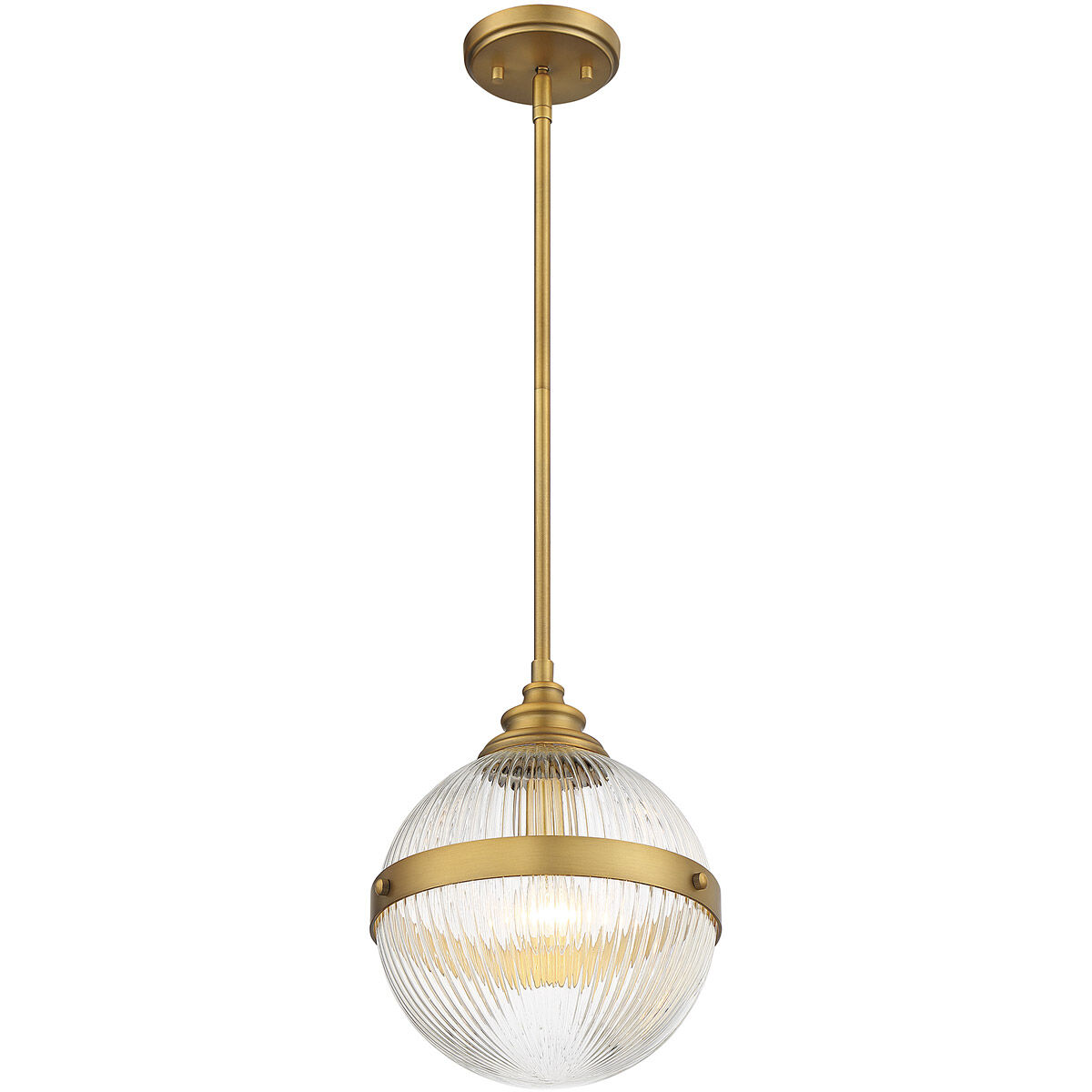 Modern 1 Light 10 inch Natural Brass Mini-Pendant Ceiling Light