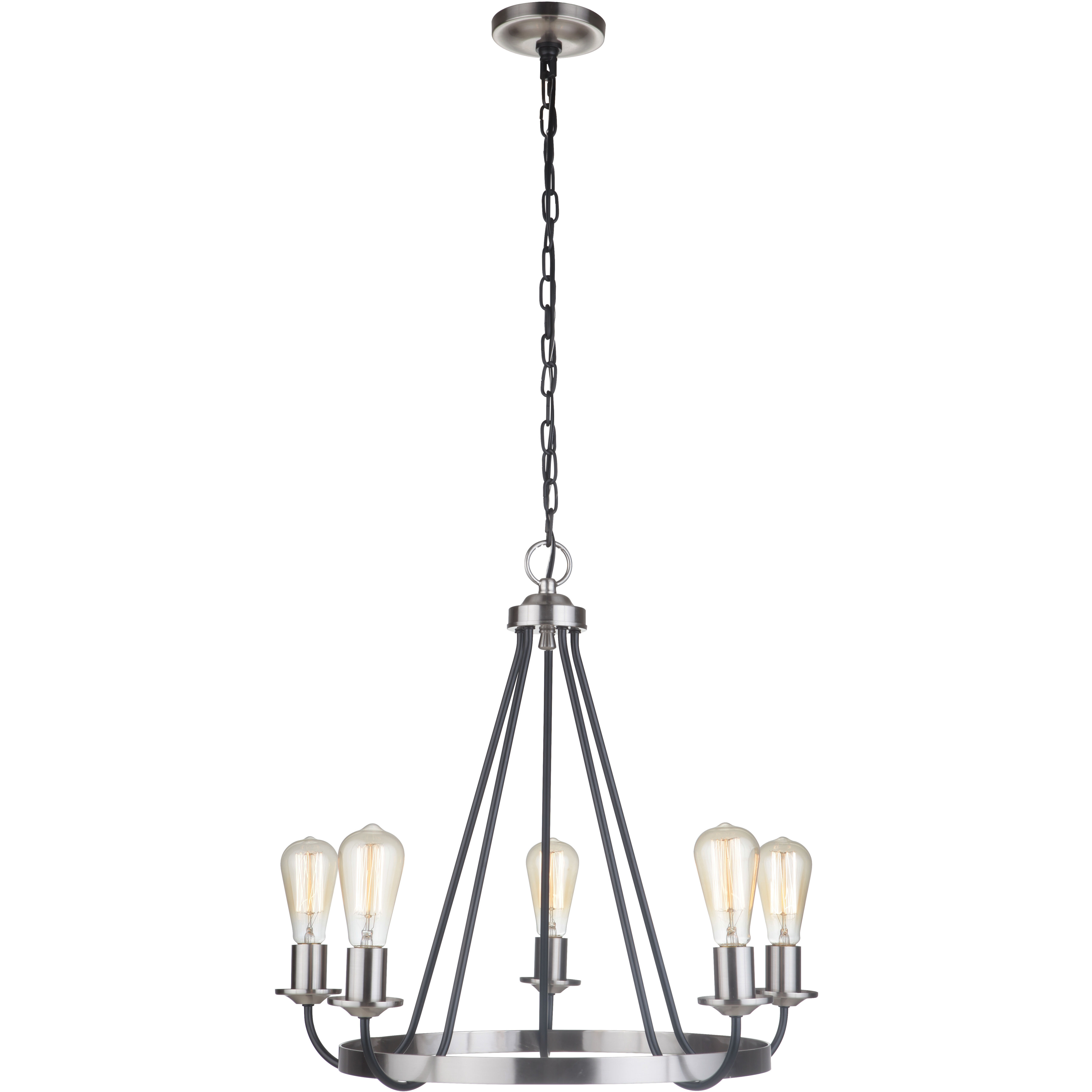 Neighborhood Randolph 5 Light 25 inch Flat Black/Brushed Polished Nickel Chandelier Ceiling Light, Neighborhood Collection