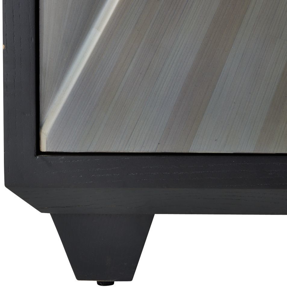 Ellington Gray Straw Marquetry and Ebony Cabinet