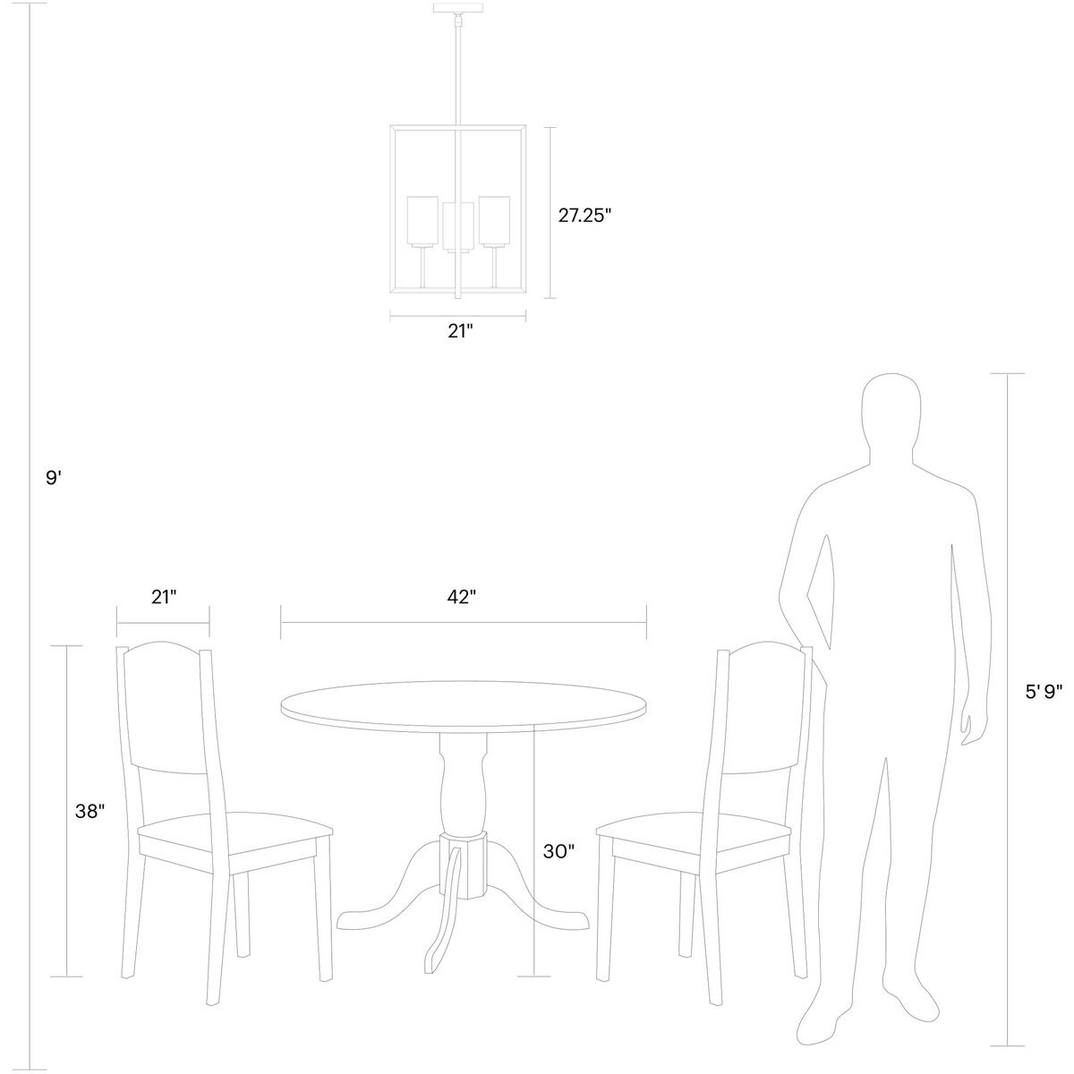 Mitte 4 Light 21 inch Midnight Black Pendant Ceiling Light, Small