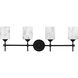 Aria 4 Light 31.25 inch Matte Black Bath Light Wall Light, Extra Large