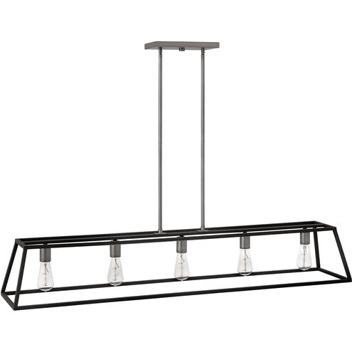Fulton 5 Light 50 inch Aged Zinc with Antique Nickel Indoor Linear Chandelier Ceiling Light