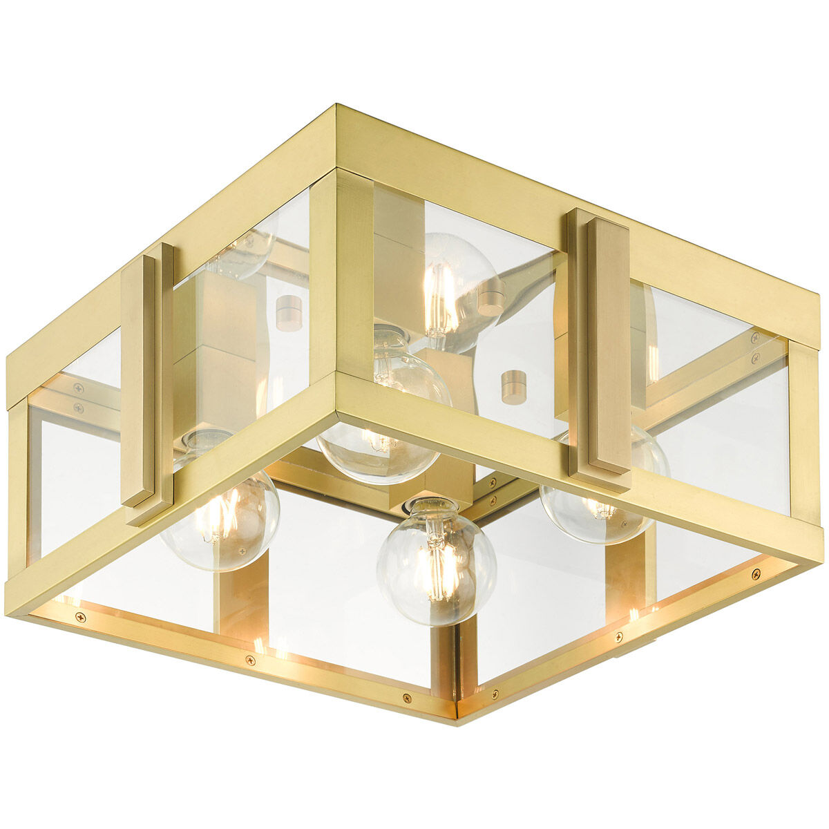 Lexington 4 Light 16 inch Natural Brass Outdoor Flush Mount