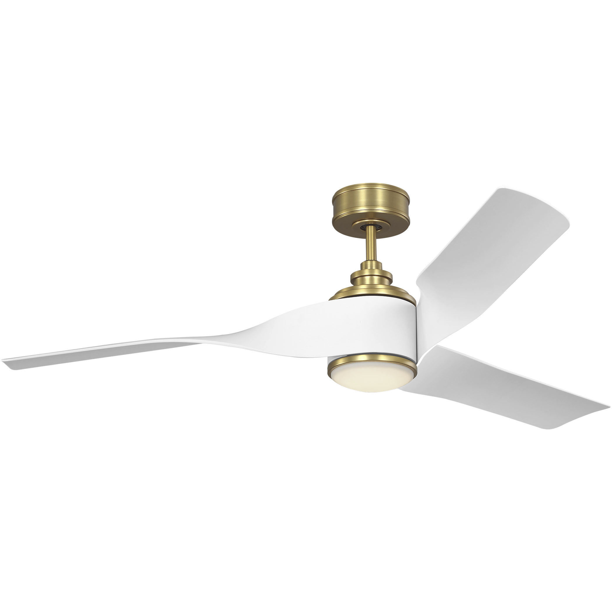 Touro 60 inch Burnished Brass with Matte White ABS Blades Indoor/Outdoor Smart Ceiling Fan