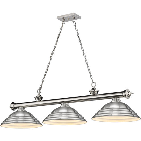 Cordon 3 Light 58 inch Brushed Nickel Billiard Ceiling Light in Brushed Nickel Steel
