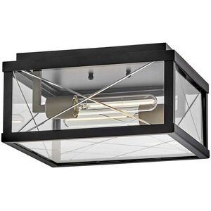 Monte 2 Light 12 inch Black with Burnished Bronze Outdoor Ceiling