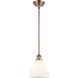 Ballston Dome 1 Light 8 inch Antique Copper Mini Pendant Ceiling Light in Matte White Glass