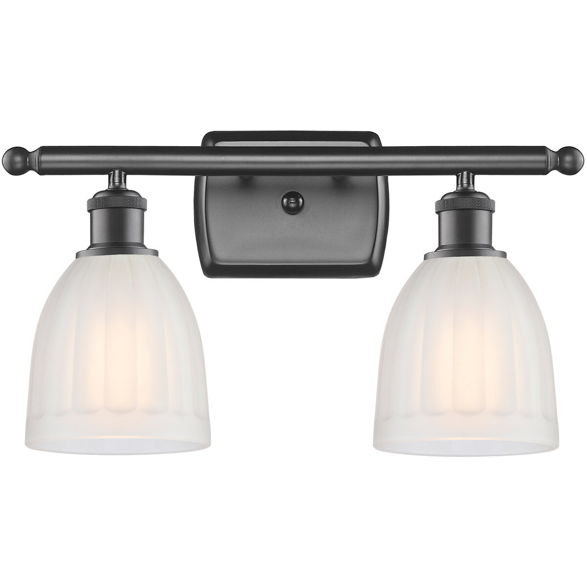 Ballston Brookfield 2 Light 16 inch Oil Rubbed Bronze Bath Vanity Light Wall Light in White Glass, Ballston