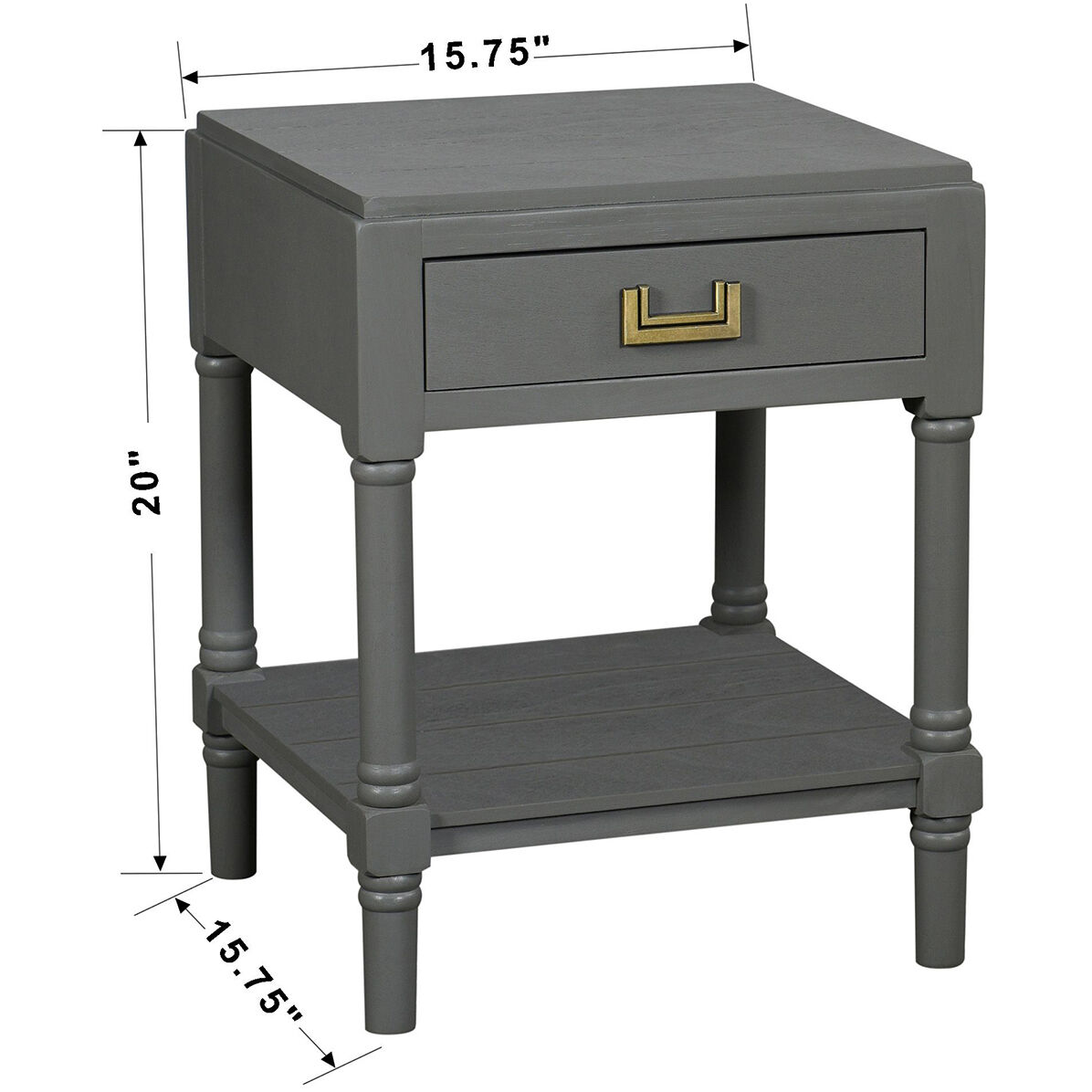 Samantha 20 X 15.75 inch Carbon Gray and Antique Gold Accent Table