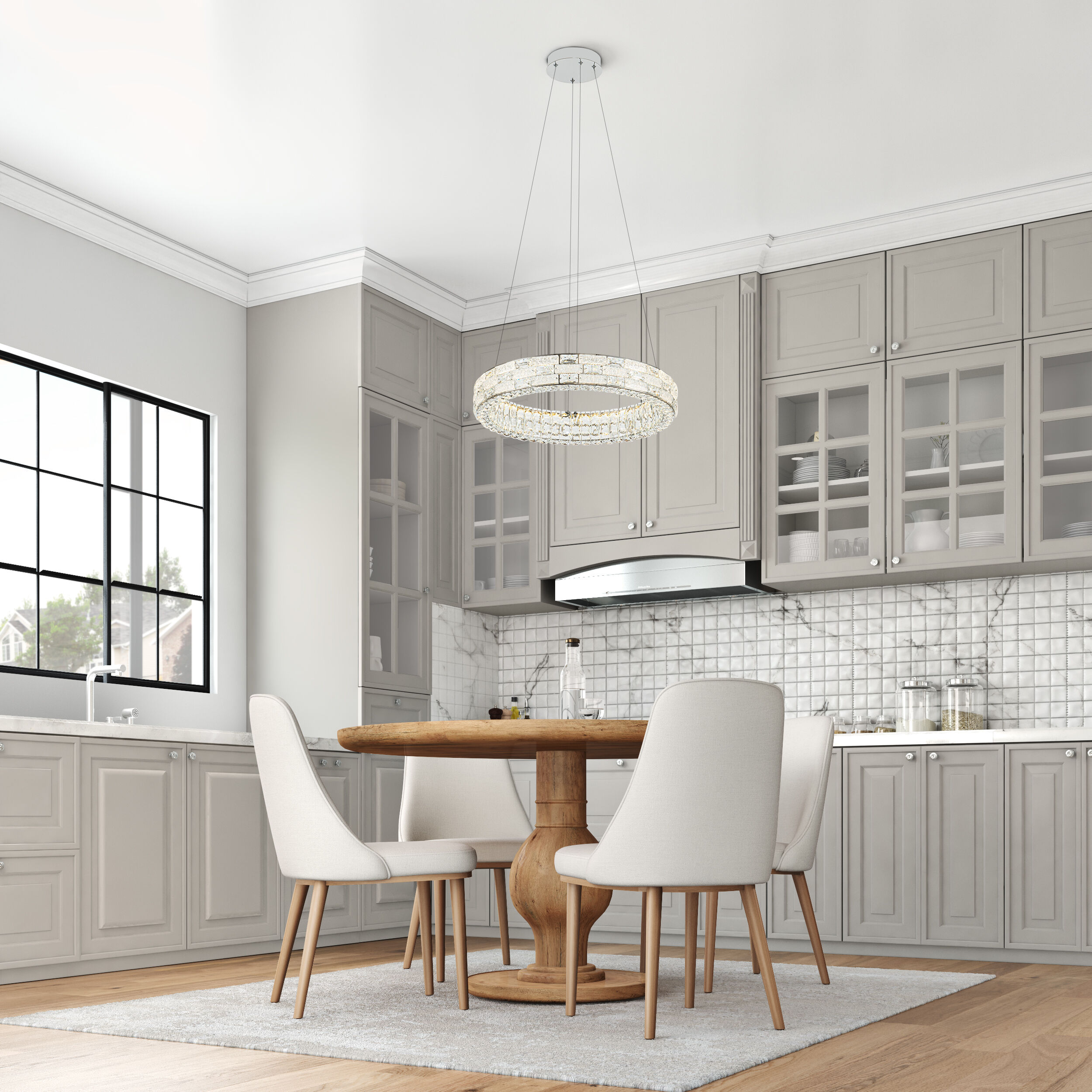 Elegance LED 23.62 inch Polished Nickel Chandelier Ceiling Light