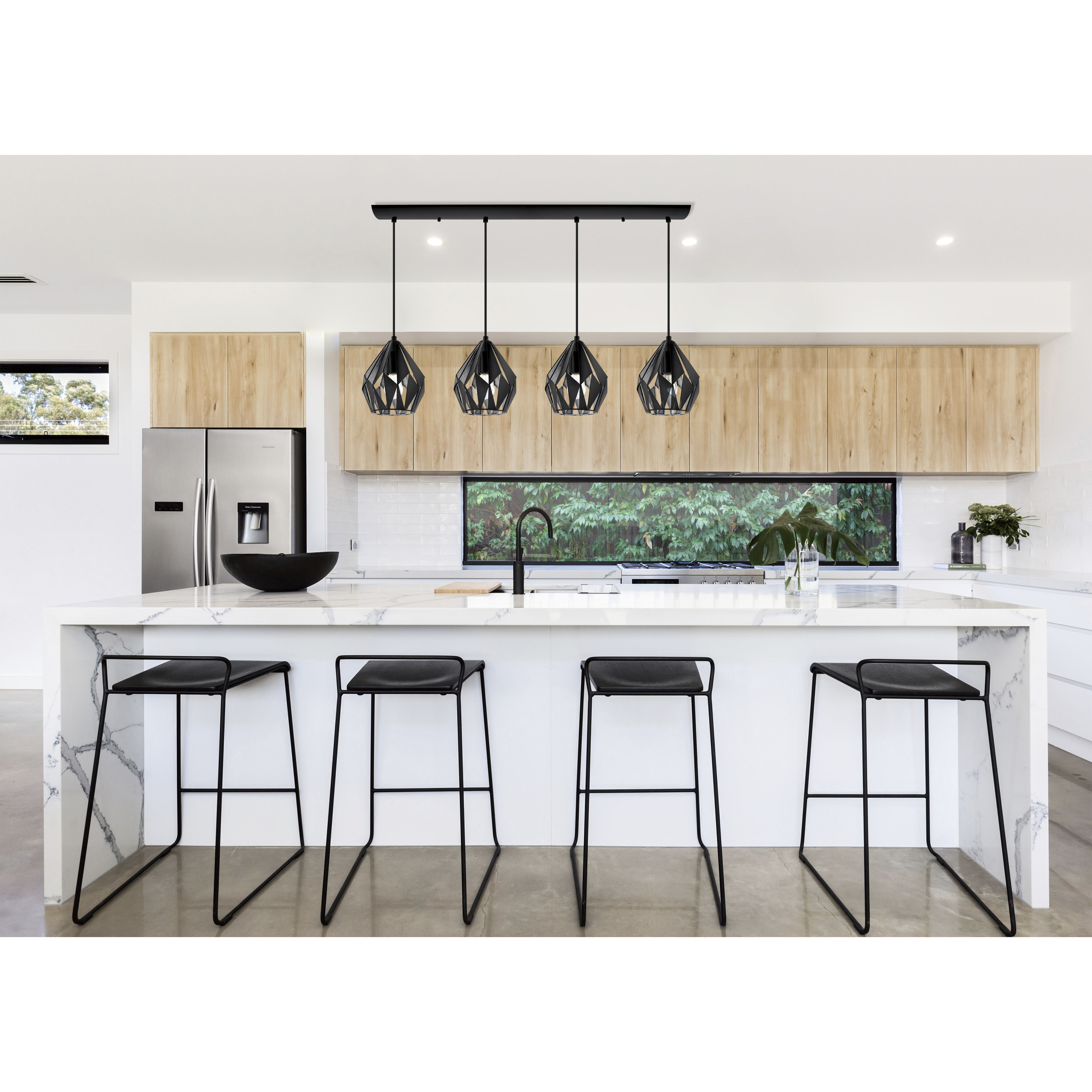 Carlton 4 Light 7.2 inch Matte Black and Silver Pendant Ceiling Light