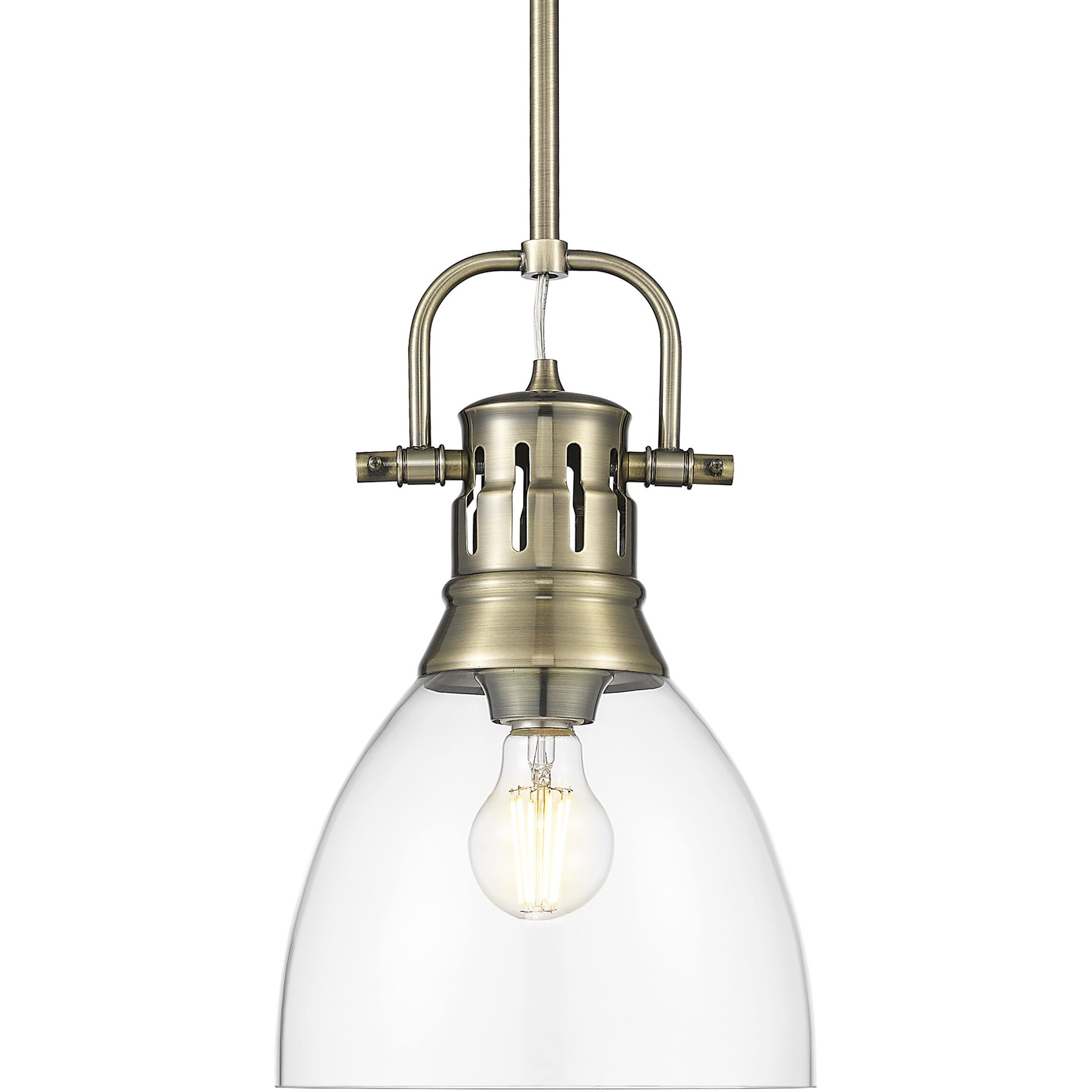 Yep Duncan 1 Light 8.88 inch Aged Brass Pendant Ceiling Light in Clear Glass