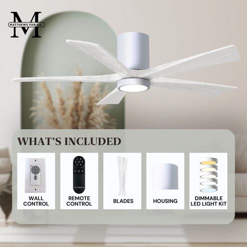 Atlas Irene-5HLK 60 inch Gloss White with Matte White Blades Ceiling Fan, Flush Mounted