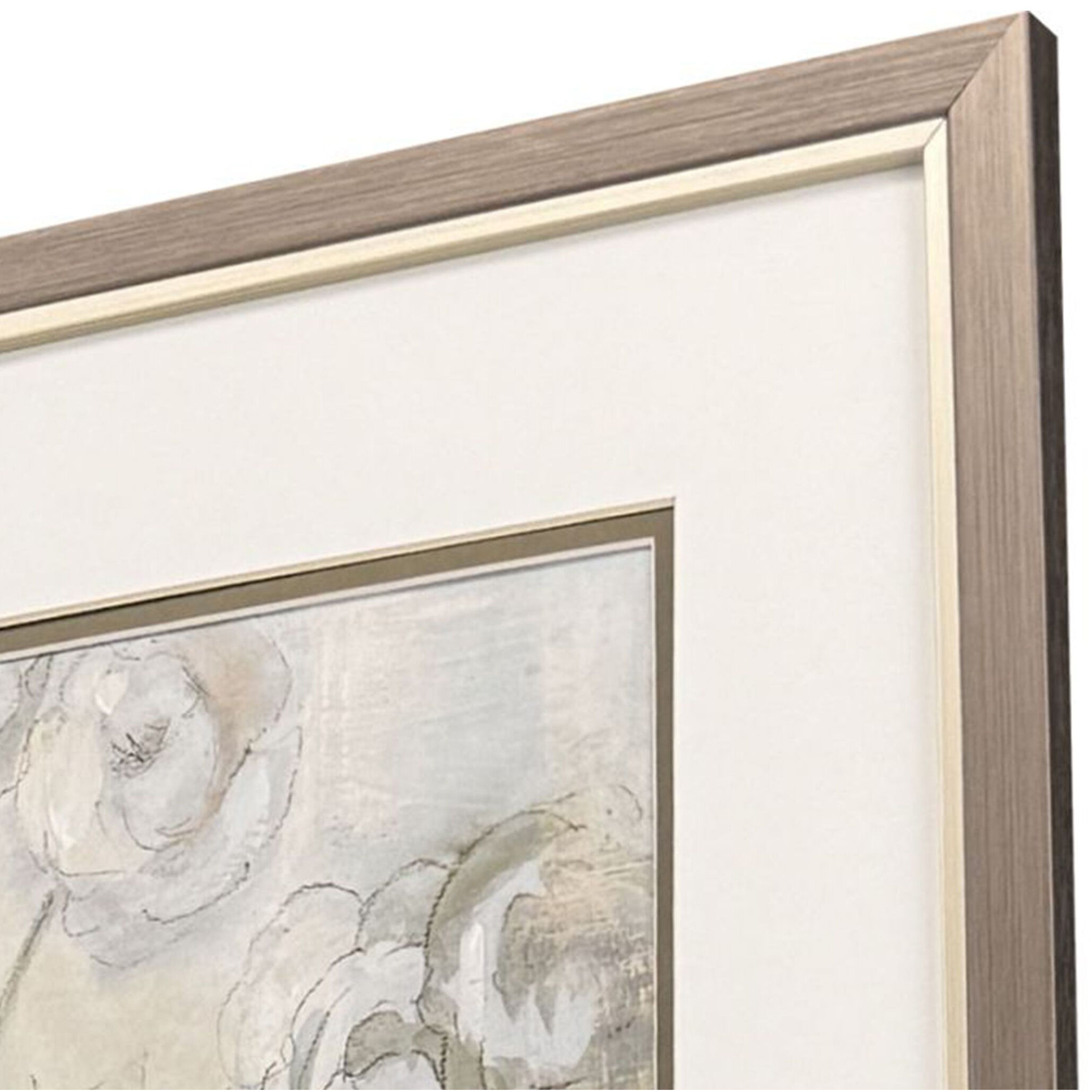 Climbing Roses Gray and Brown and Green Framed Art, Propac