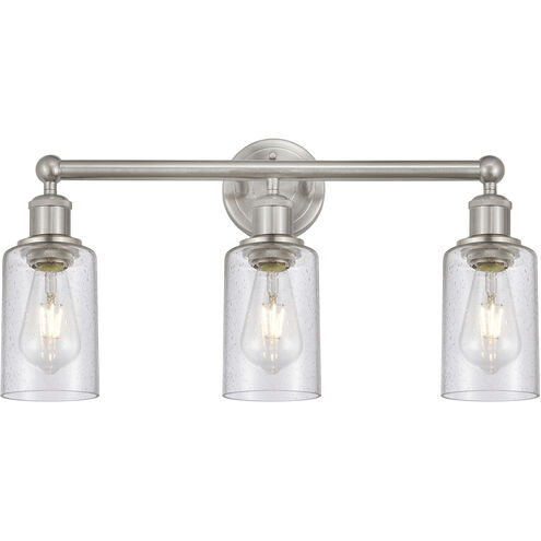 Clymer 3 Light 21.88 inch Brushed Satin Nickel Bath Vanity Light Wall Light in Seedy Glass