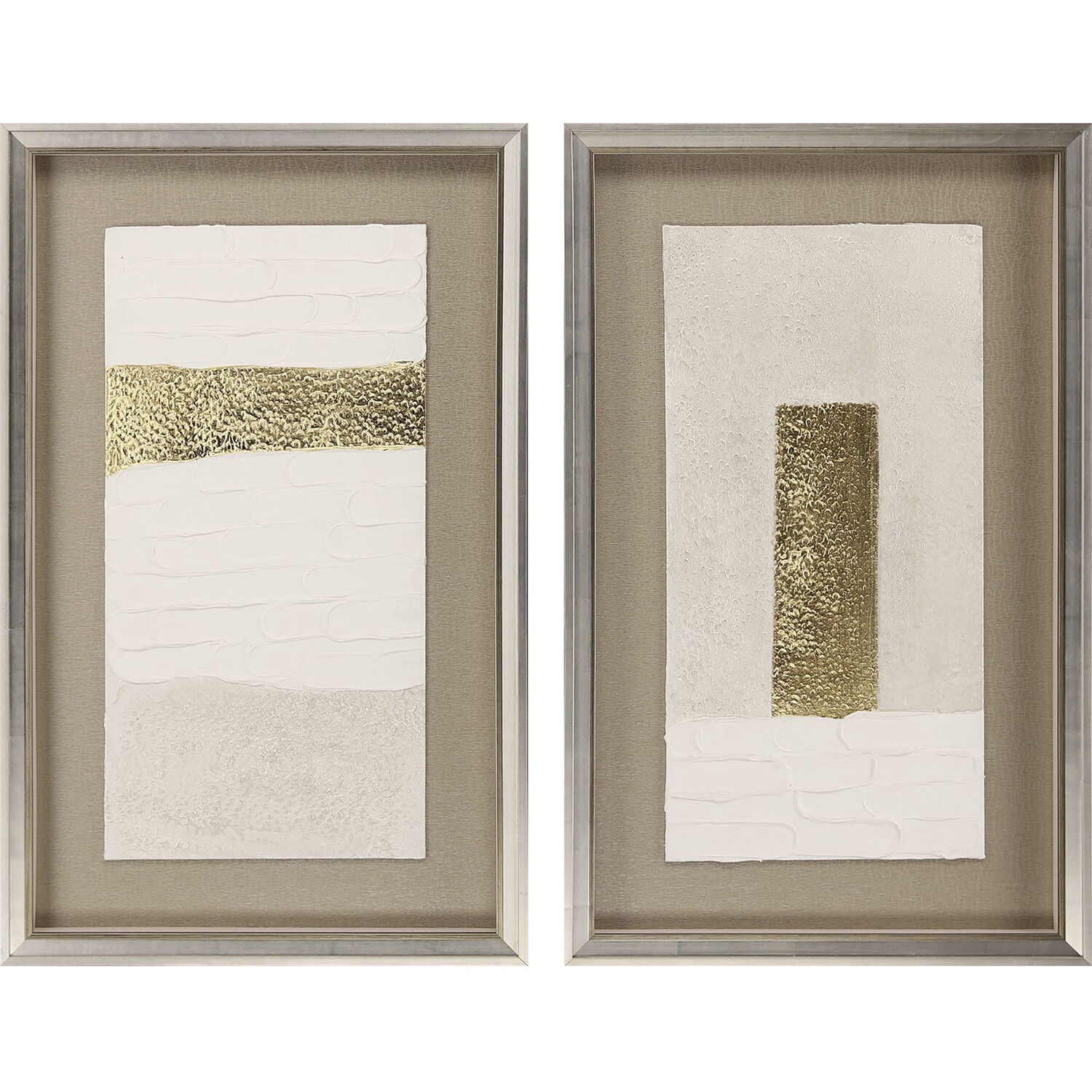 Blanco Pluma White and Metallic Framed Art, The Studio